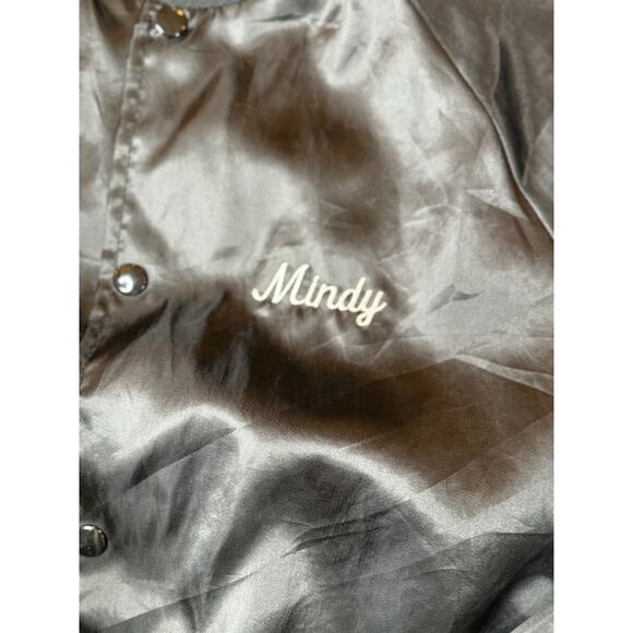 Vintage Delran Softball Satin Jacket, Embroidered "Mindy", Cardinal XL - Picture 3 of 7